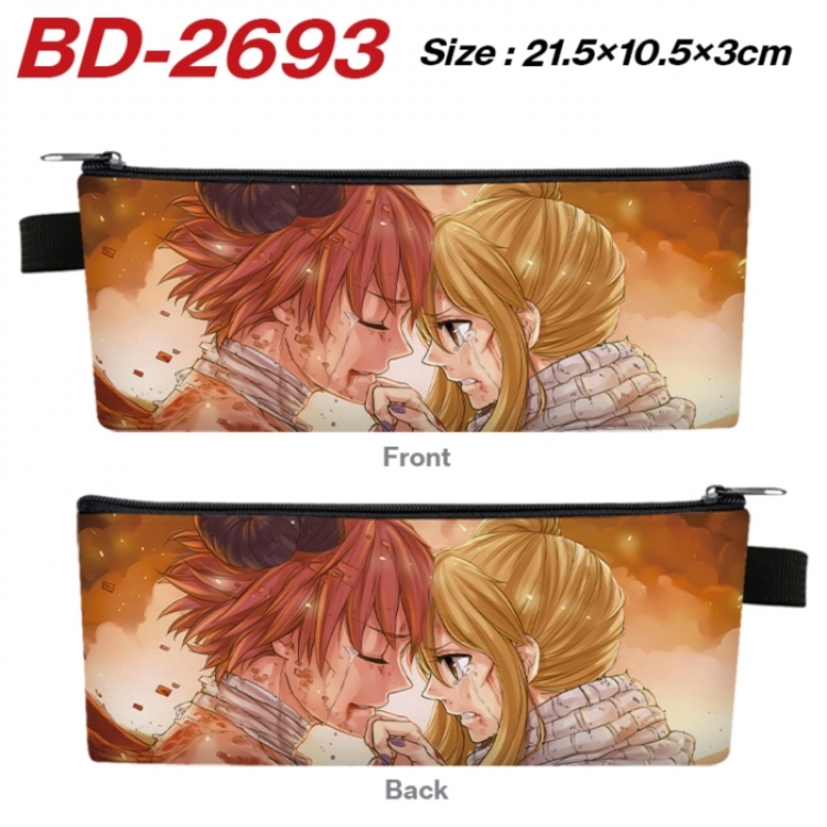 Fairy tail Anime PU Leather Zipper Pencil Case Stationery Box 21.5X10.5X3CM 