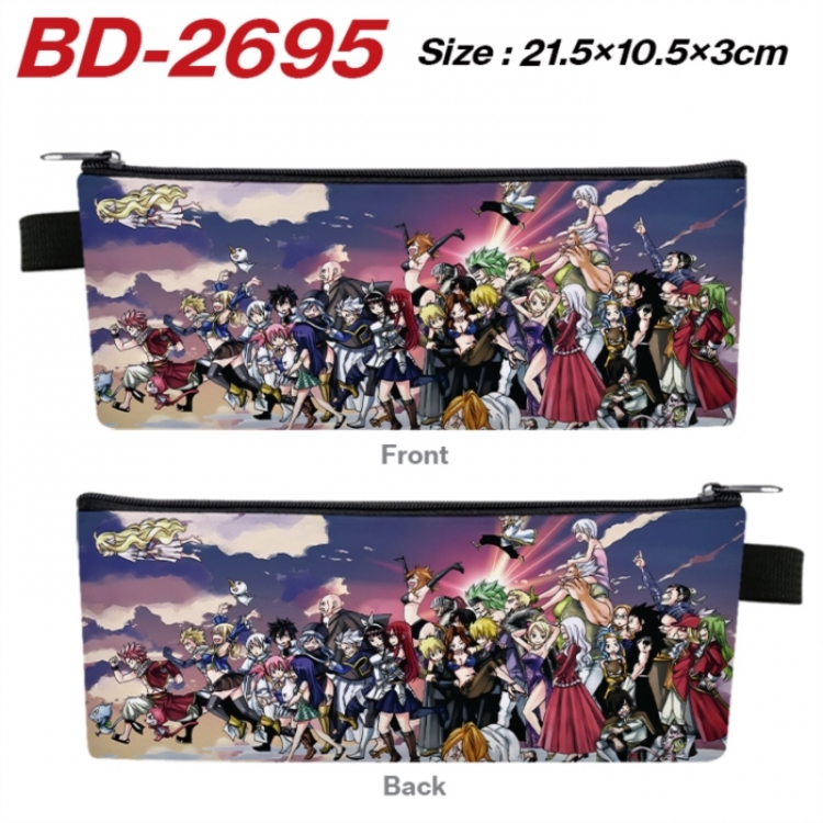 Fairy tail Anime PU Leather Zipper Pencil Case Stationery Box 21.5X10.5X3CM 