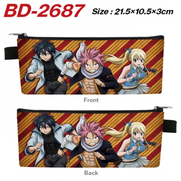 Fairy tail Anime PU Leather Zipper Pencil Case Stationery Box 21.5X10.5X3CM 