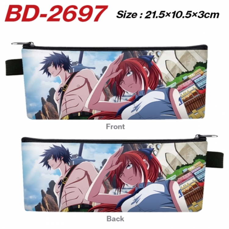 Fairy tail Anime PU Leather Zipper Pencil Case Stationery Box 21.5X10.5X3CM 