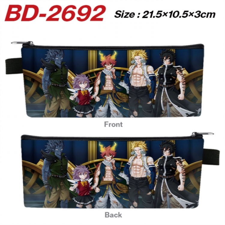 Fairy tail Anime PU Leather Zipper Pencil Case Stationery Box 21.5X10.5X3CM 