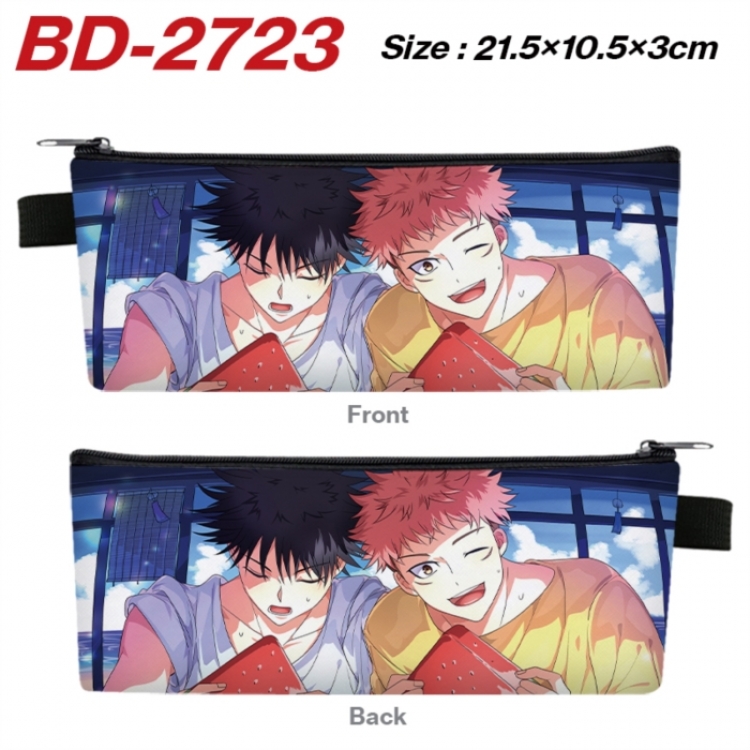 Jujutsu Kaisen Anime PU Leather Zipper Pencil Case Stationery Box 21.5X10.5X3CM 