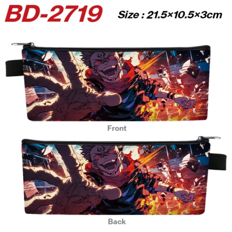 Jujutsu Kaisen Anime PU Leather Zipper Pencil Case Stationery Box 21.5X10.5X3CM 