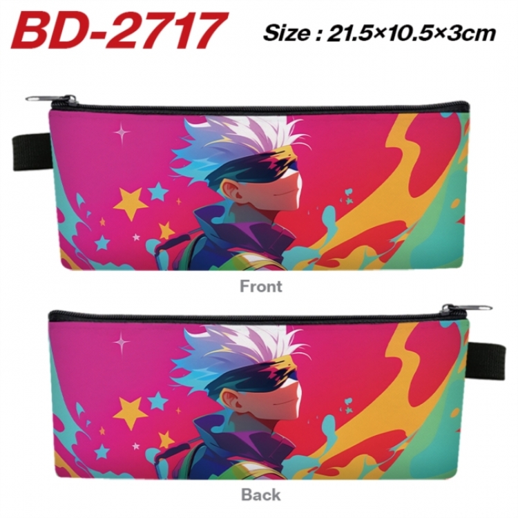 Jujutsu Kaisen Anime PU Leather Zipper Pencil Case Stationery Box 21.5X10.5X3CM 