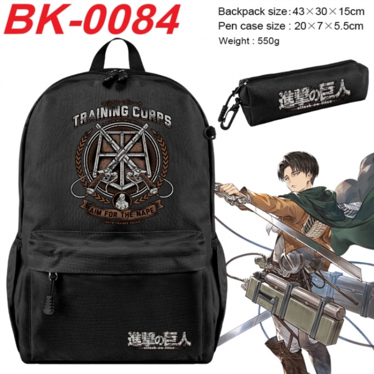Shingeki no Kyojin Anime backpack pencil case set backpack 43X35X15CM