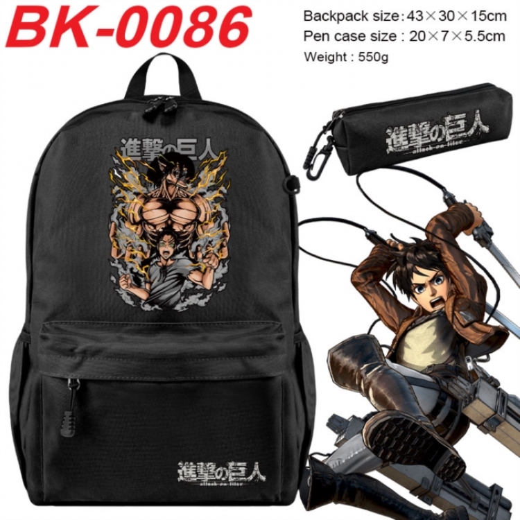 Shingeki no Kyojin Anime backpack pencil case set backpack 43X35X15CM