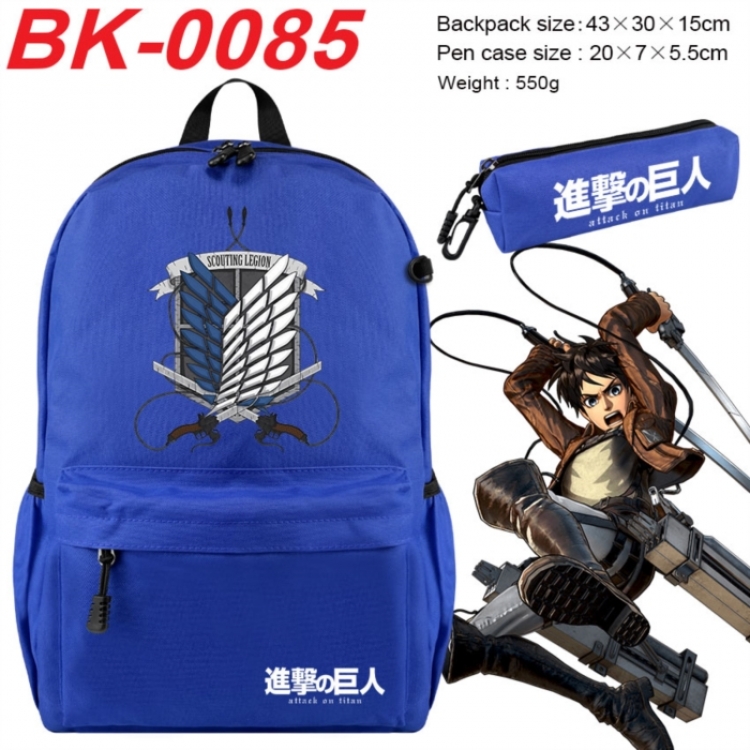 Shingeki no Kyojin Anime backpack pencil case set backpack 43X35X15CM