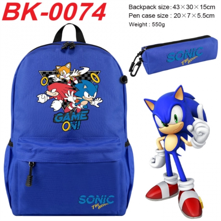 Sonic The Hedgehog Anime backpack pencil case set backpack 43X35X15CM