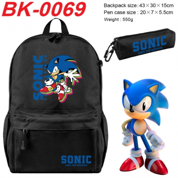 Sonic The Hedgehog Anime backpack pencil case set backpack 43X35X15CM