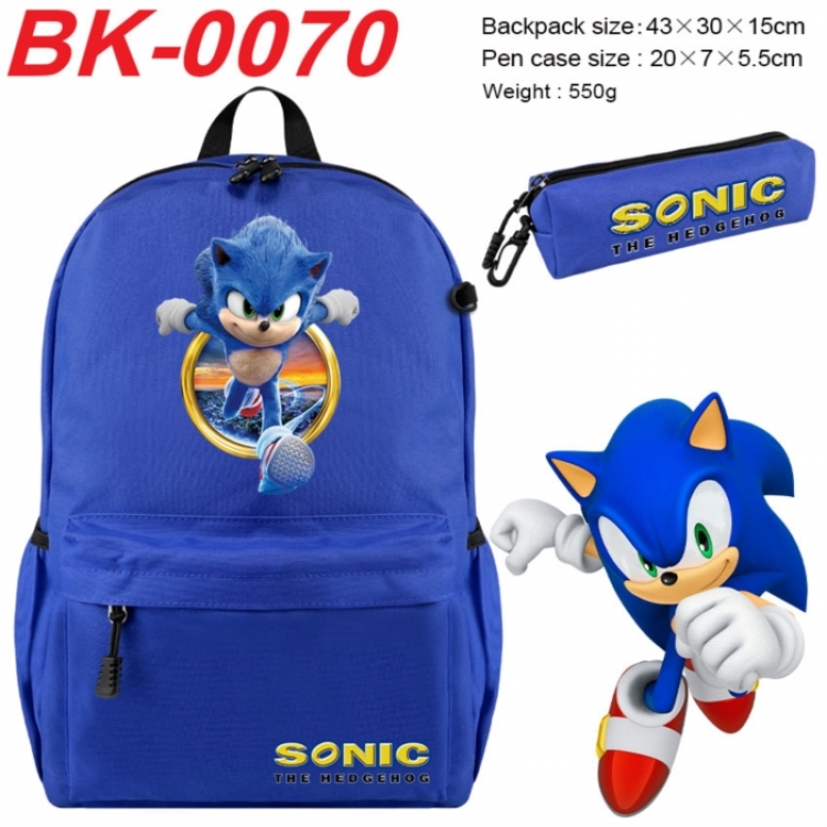 Sonic The Hedgehog Anime backpack pencil case set backpack 43X35X15CM