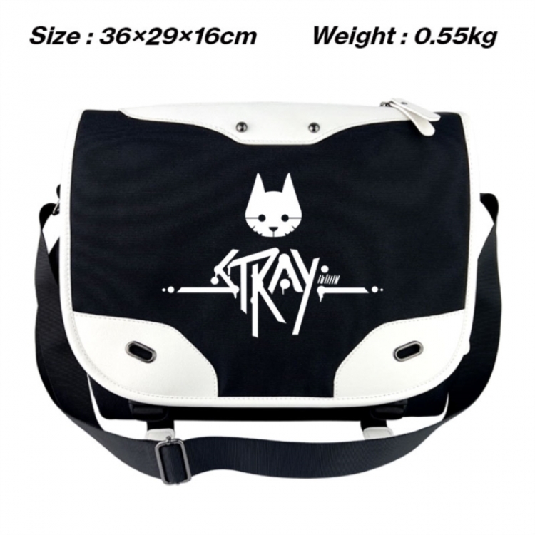 straykids Black and white anime waterproof nylon shoulder messenger bag schoolbag 36X29X16CM