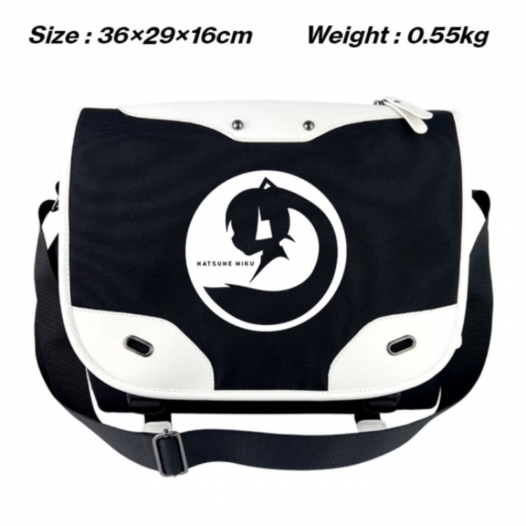 Hatsune Miku Black and white anime waterproof nylon shoulder messenger bag schoolbag 36X29X16CM