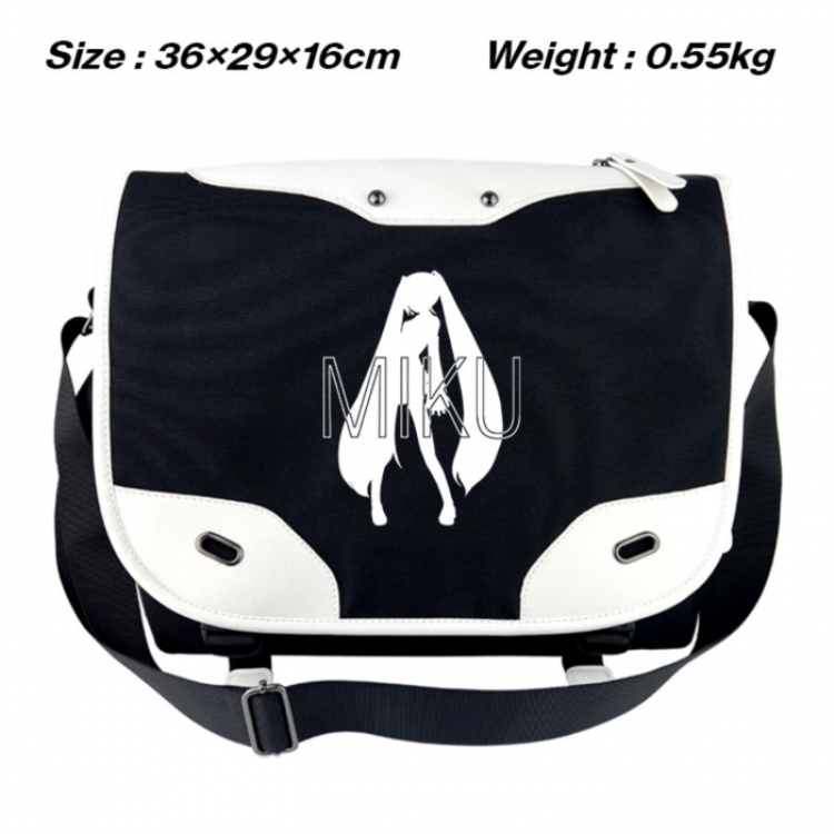 Hatsune Miku Black and white anime waterproof nylon shoulder messenger bag schoolbag 36X29X16CM