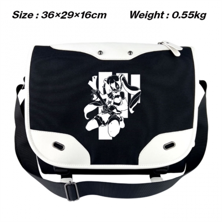 Hatsune Miku Black and white anime waterproof nylon shoulder messenger bag schoolbag 36X29X16CM