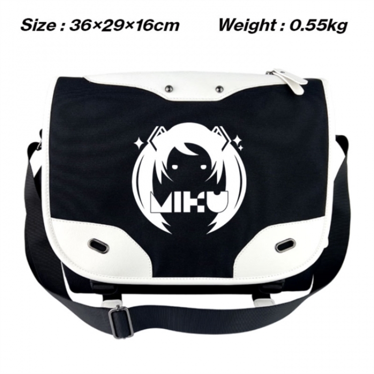 Hatsune Miku Black and white anime waterproof nylon shoulder messenger bag schoolbag 36X29X16CM