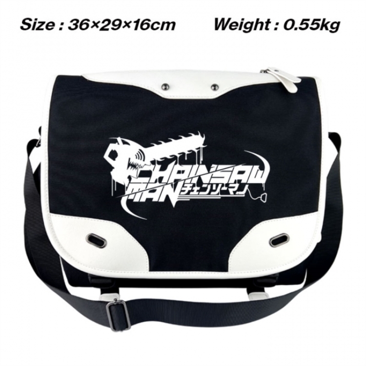 Chainsaw man Black and white anime waterproof nylon shoulder messenger bag schoolbag 36X29X16CM