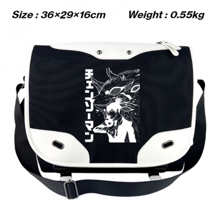 Chainsaw man Black and white anime waterproof nylon shoulder messenger bag schoolbag 36X29X16CM