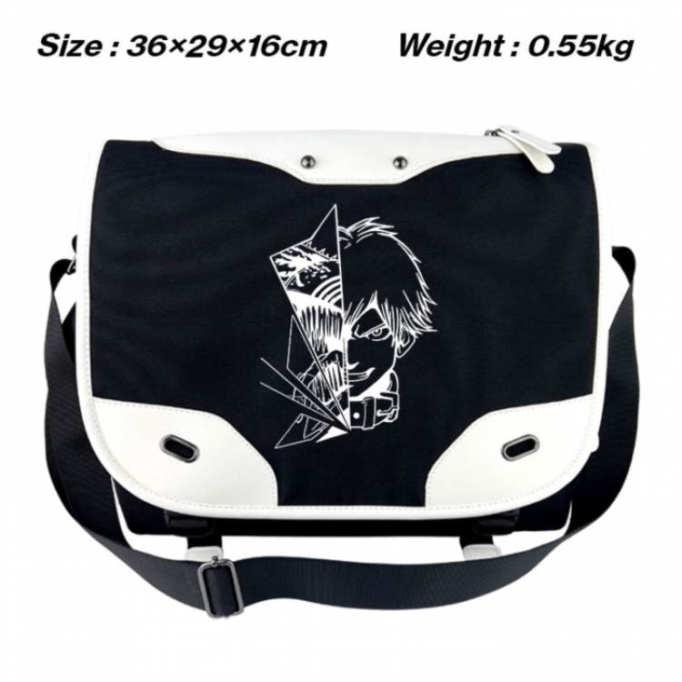 Chainsaw man Black and white anime waterproof nylon shoulder messenger bag schoolbag 36X29X16CM