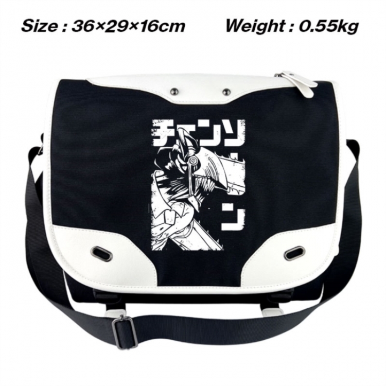 Chainsaw man Black and white anime waterproof nylon shoulder messenger bag schoolbag 36X29X16CM