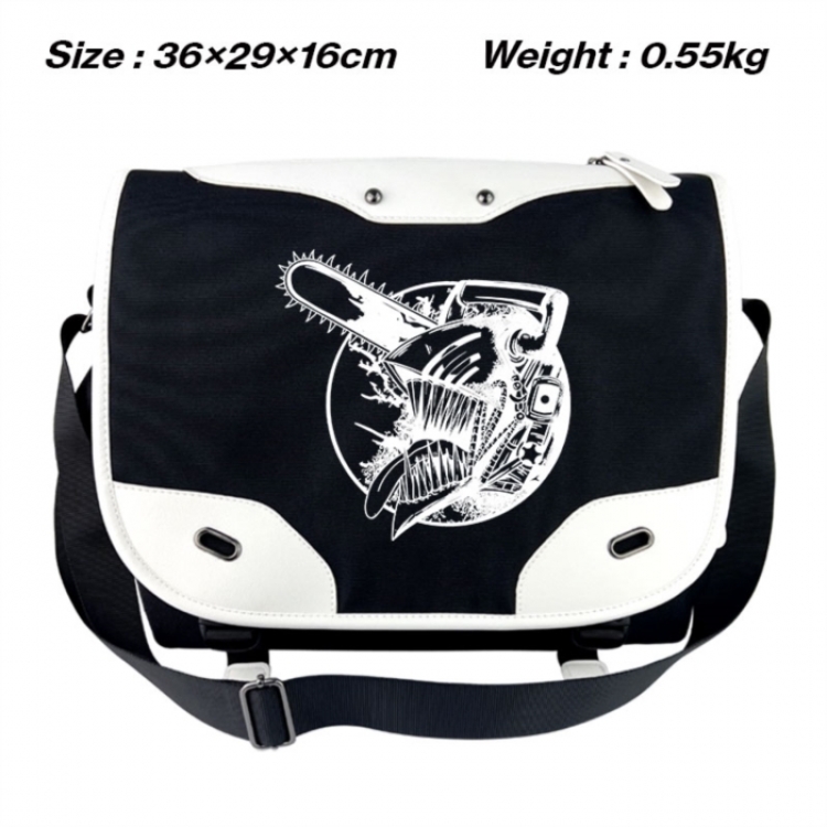 Chainsaw man Black and white anime waterproof nylon shoulder messenger bag schoolbag 36X29X16CM