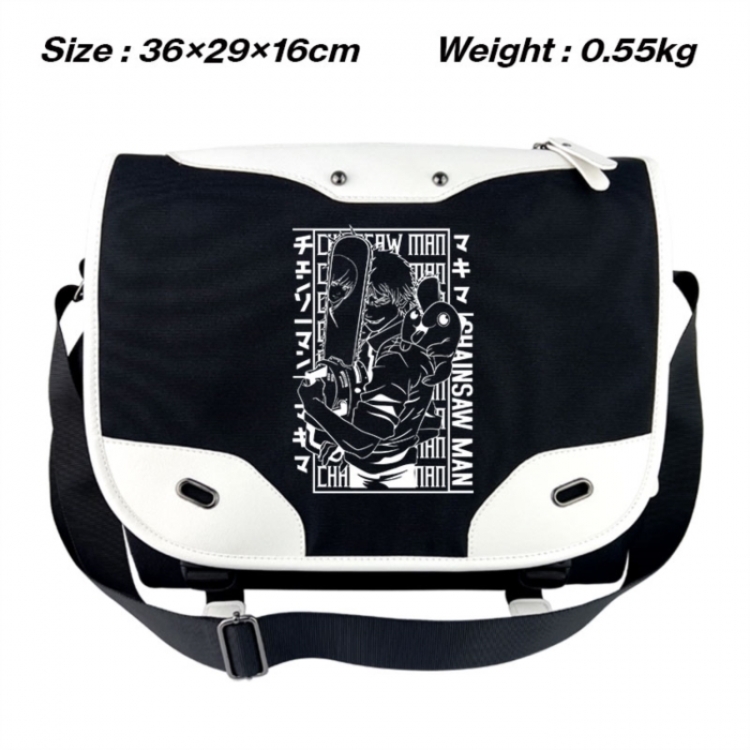 Chainsaw man Black and white anime waterproof nylon shoulder messenger bag schoolbag 36X29X16CM