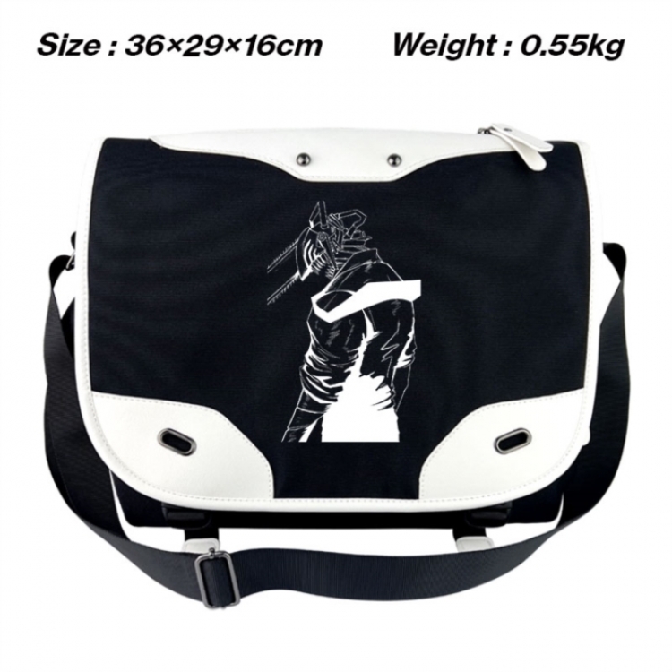 Chainsaw man Black and white anime waterproof nylon shoulder messenger bag schoolbag 36X29X16CM
