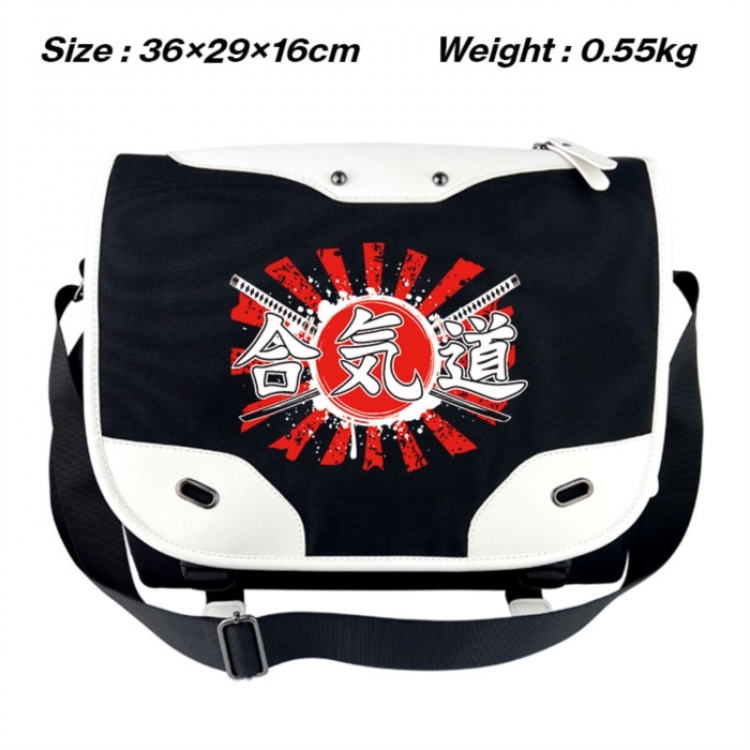 Naruto Black and white anime waterproof nylon shoulder messenger bag schoolbag 36X29X16CM