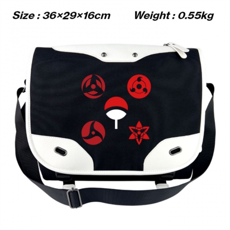 Naruto Black and white anime waterproof nylon shoulder messenger bag schoolbag 36X29X16CM