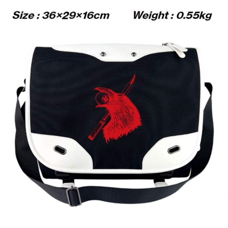 Naruto Black and white anime waterproof nylon shoulder messenger bag schoolbag 36X29X16CM