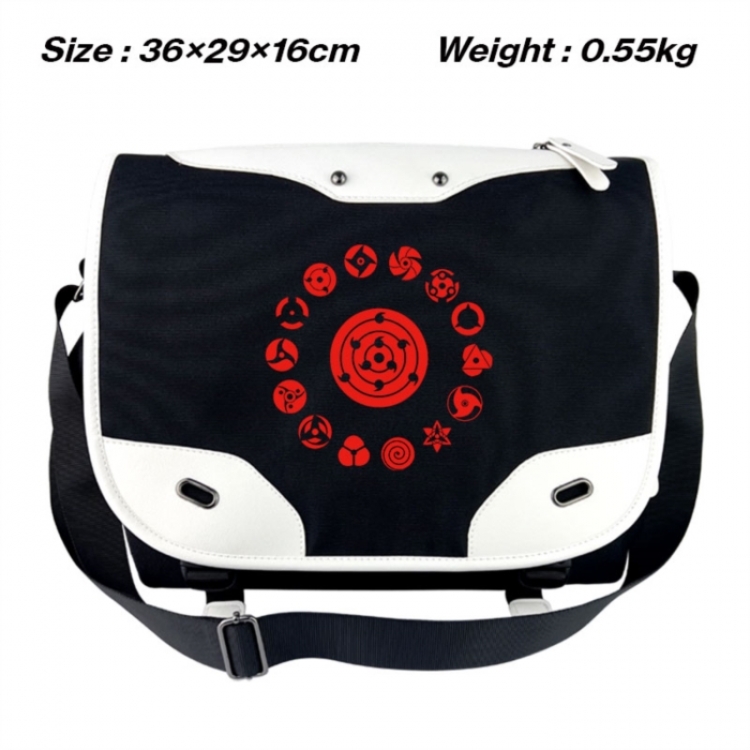 Naruto Black and white anime waterproof nylon shoulder messenger bag schoolbag 36X29X16CM
