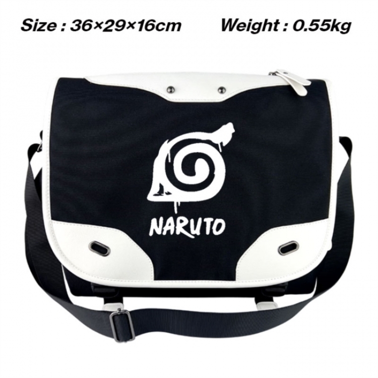 Naruto Black and white anime waterproof nylon shoulder messenger bag schoolbag 36X29X16CM