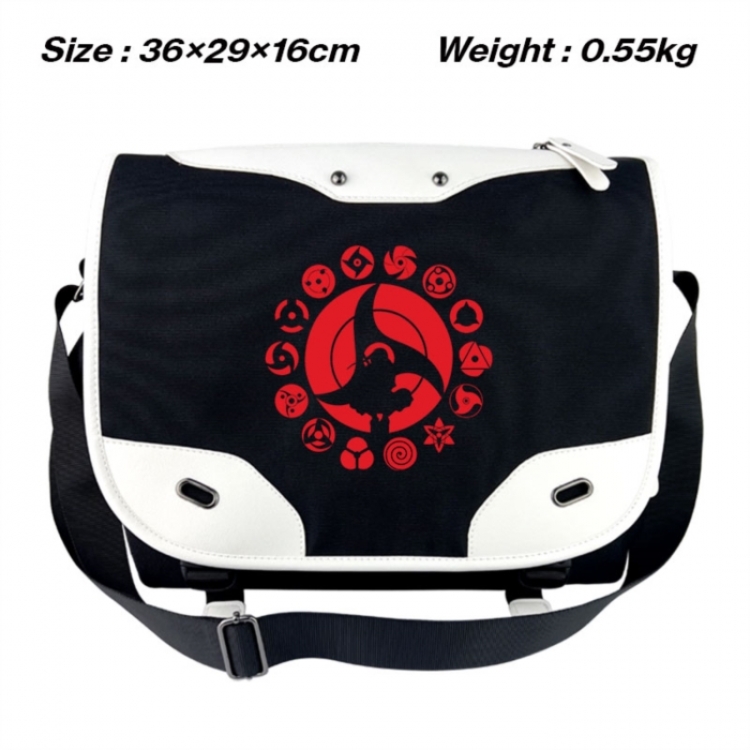 Naruto Black and white anime waterproof nylon shoulder messenger bag schoolbag 36X29X16CM