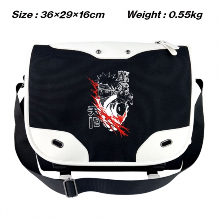 Naruto Black and white anime waterproof nylon shoulder messenger bag schoolbag 36X29X16CM