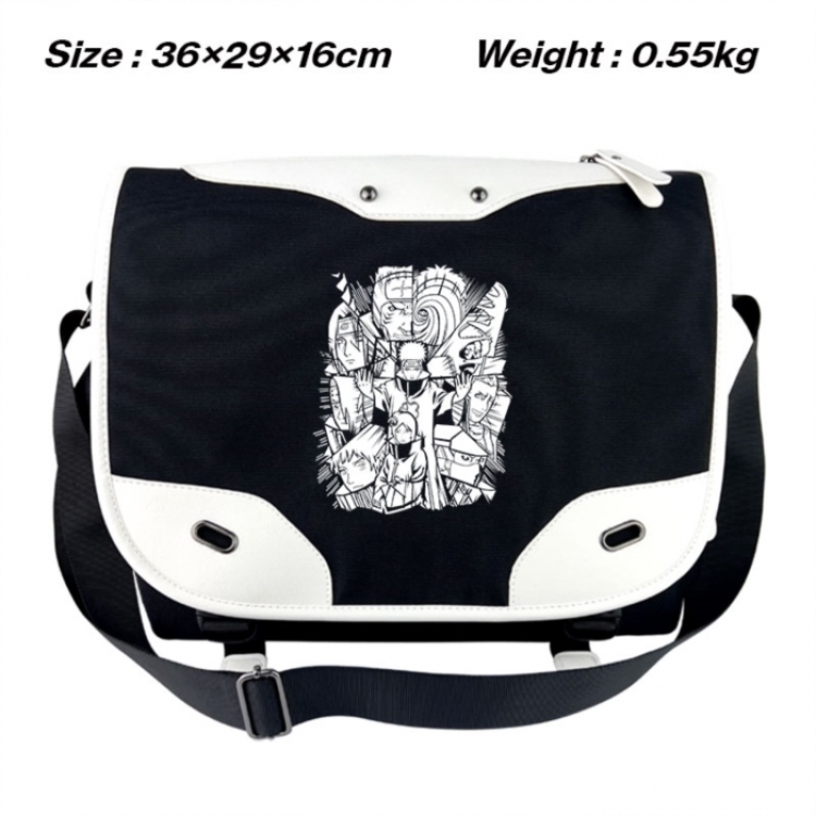 Naruto Black and white anime waterproof nylon shoulder messenger bag schoolbag 36X29X16CM