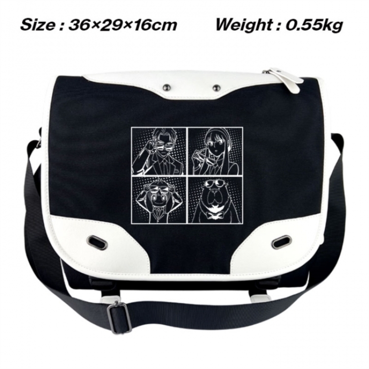 SPY×FAMILY Black and white anime waterproof nylon shoulder messenger bag schoolbag 36X29X16CM