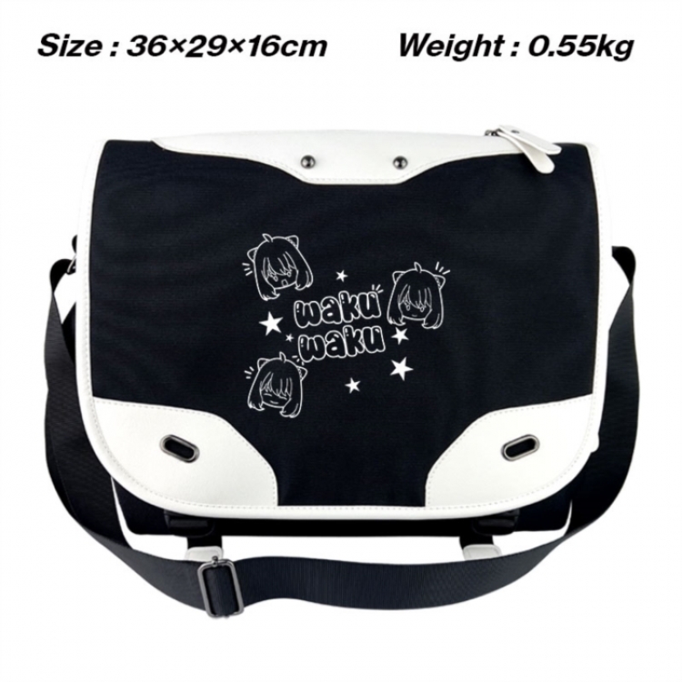 SPY×FAMILY Black and white anime waterproof nylon shoulder messenger bag schoolbag 36X29X16CM