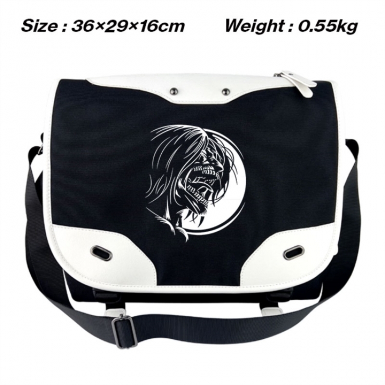 Shingeki no Kyojin Black and white anime waterproof nylon shoulder messenger bag schoolbag 36X29X16CM