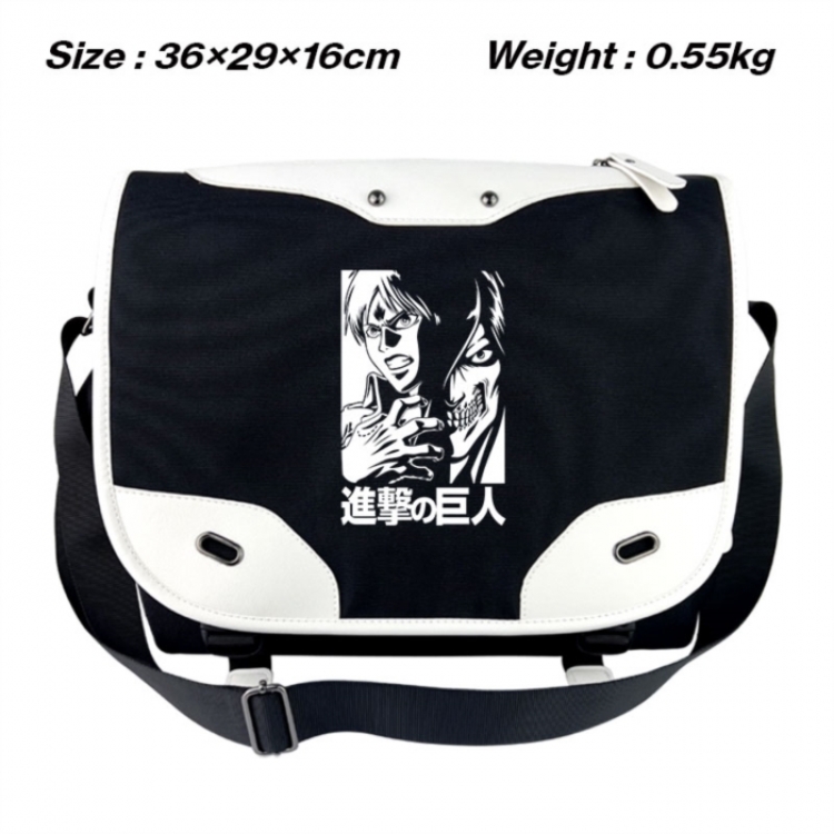 Shingeki no Kyojin Black and white anime waterproof nylon shoulder messenger bag schoolbag 36X29X16CM