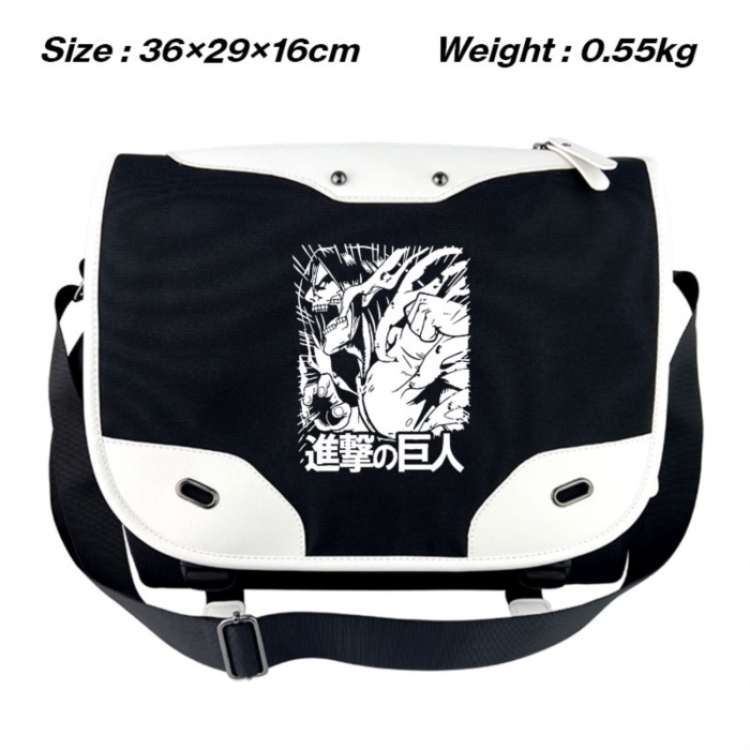 Shingeki no Kyojin Black and white anime waterproof nylon shoulder messenger bag schoolbag 36X29X16CM