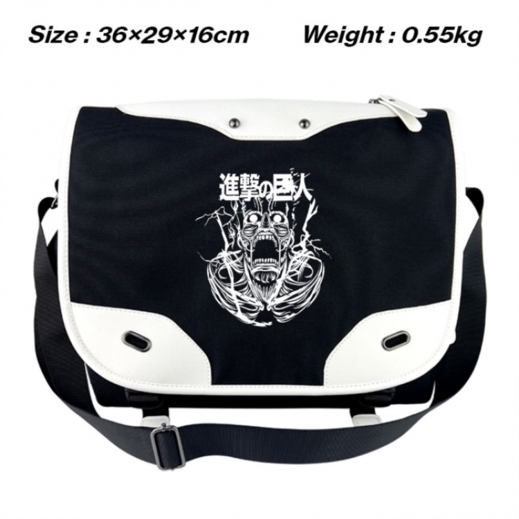 Shingeki no Kyojin Black and white anime waterproof nylon shoulder messenger bag schoolbag 36X29X16CM