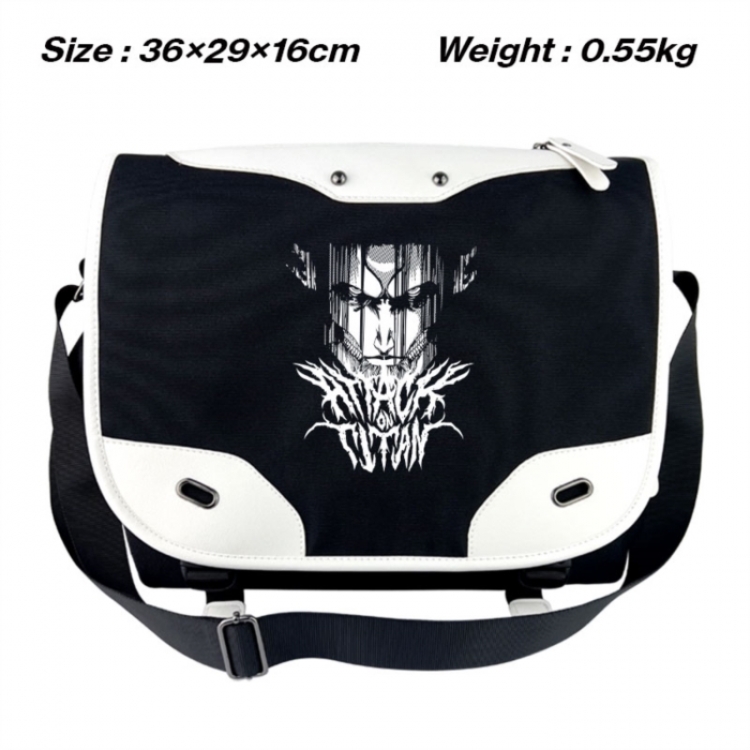 Shingeki no Kyojin Black and white anime waterproof nylon shoulder messenger bag schoolbag 36X29X16CM