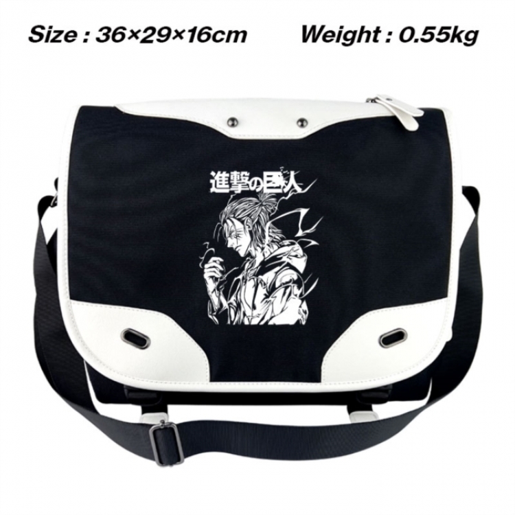 Shingeki no Kyojin Black and white anime waterproof nylon shoulder messenger bag schoolbag 36X29X16CM