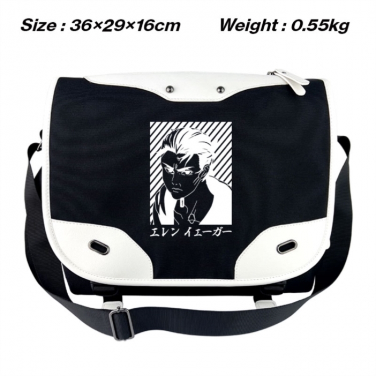 Shingeki no Kyojin Black and white anime waterproof nylon shoulder messenger bag schoolbag 36X29X16CM