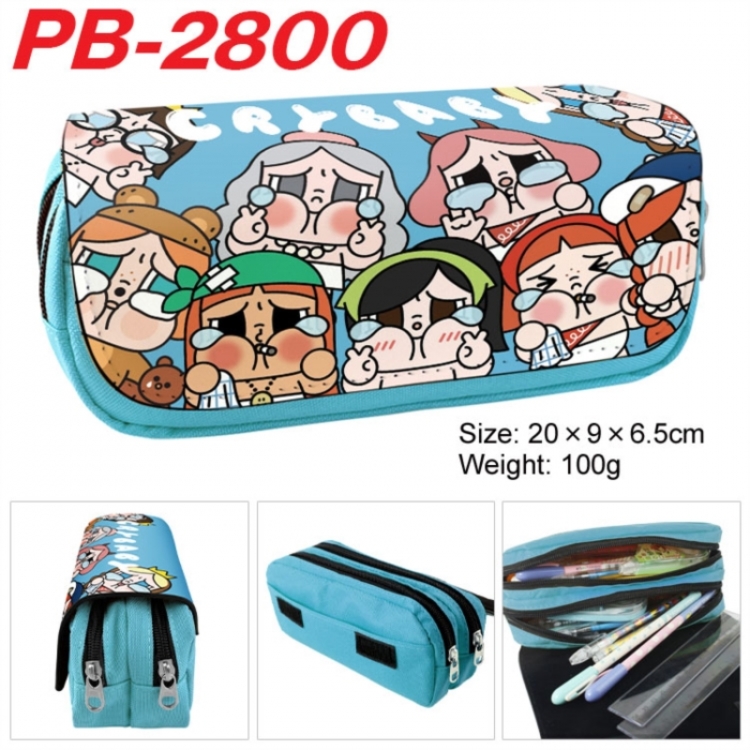 Cry Baby Anime double-layer pu leather printing pencil case 20x9x6.5cm