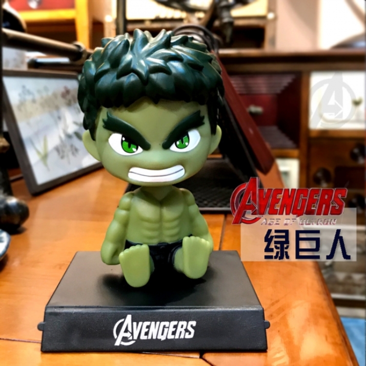 The Hulk Anime shaking head car phone holder boxed small figurine ornament about 13CM 0.15KG