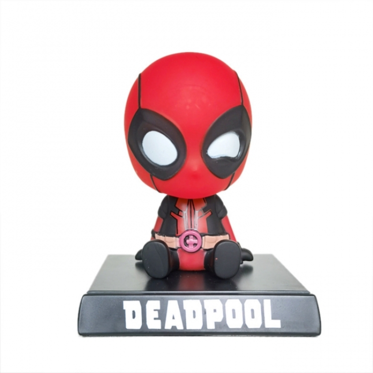 Deadpool Anime shaking head car phone holder boxed small figurine ornament about 13CM 0.15KG