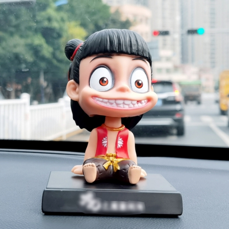 Nezha Anime shaking head car phone holder boxed small figurine ornament about 13CM 0.15KG