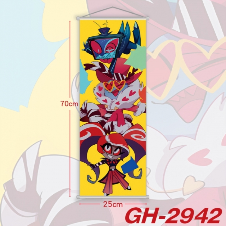 Hazbin Hotel Plastic Rod Cloth Small Hanging Canvas Painting Wall Scroll 25x70cm price for 5 pcs