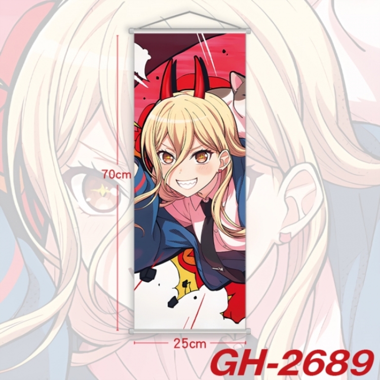 Chainsaw man Plastic Rod Cloth Small Hanging Canvas Painting Wall Scroll 25x70cm price for 5 pcs