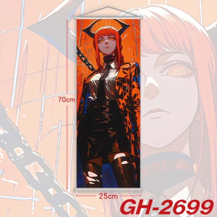 Chainsaw man Plastic Rod Cloth Small Hanging Canvas Painting Wall Scroll 25x70cm price for 5 pcs